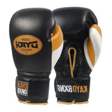 KAYOBXNG™ Black & Gold Cowhide Leather Boxing Gloves