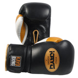 KAYOBXNG™ Black & Gold Cowhide Leather Boxing Gloves