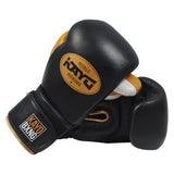 KAYOBXNG™ Black & Gold Cowhide Leather Boxing Gloves