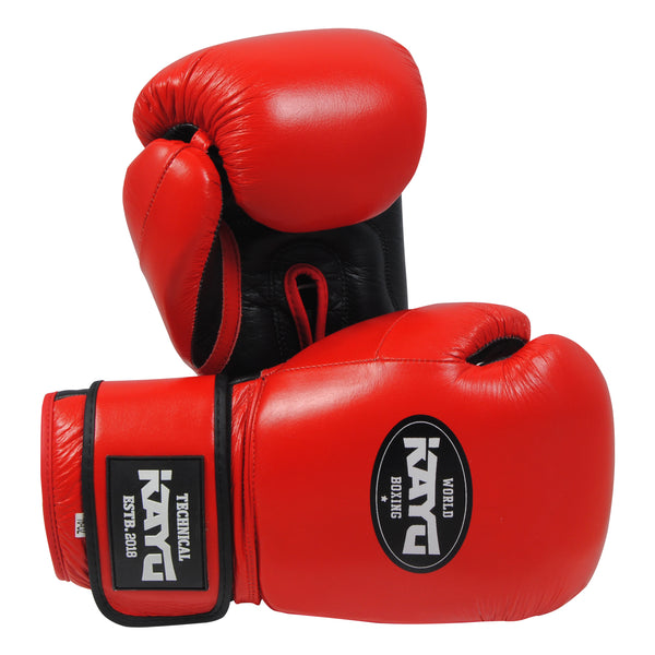 KAYO® Technical Red & Black Cowhide Leather Heavy Bag Boxing Gloves
