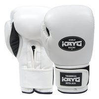 KAYO® Technical White & Black Cowhide Leather Heavy Bag Boxing Gloves